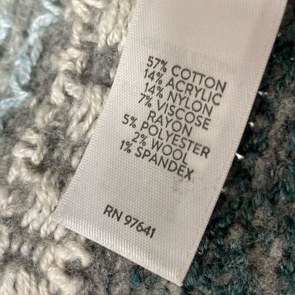 J. Jill Long Cardigan Fair Isle Patch Pocket Open Front Duster Small Petite Blue - Picture 16 of 16